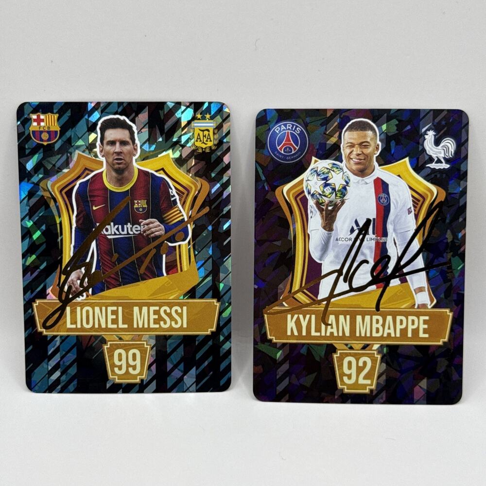 Lionel Messi & Kylian Mbappe Soccer Card 2024 Gold Printed Signatures